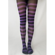 Pamela Mann Stripey Tights in Black/Purple